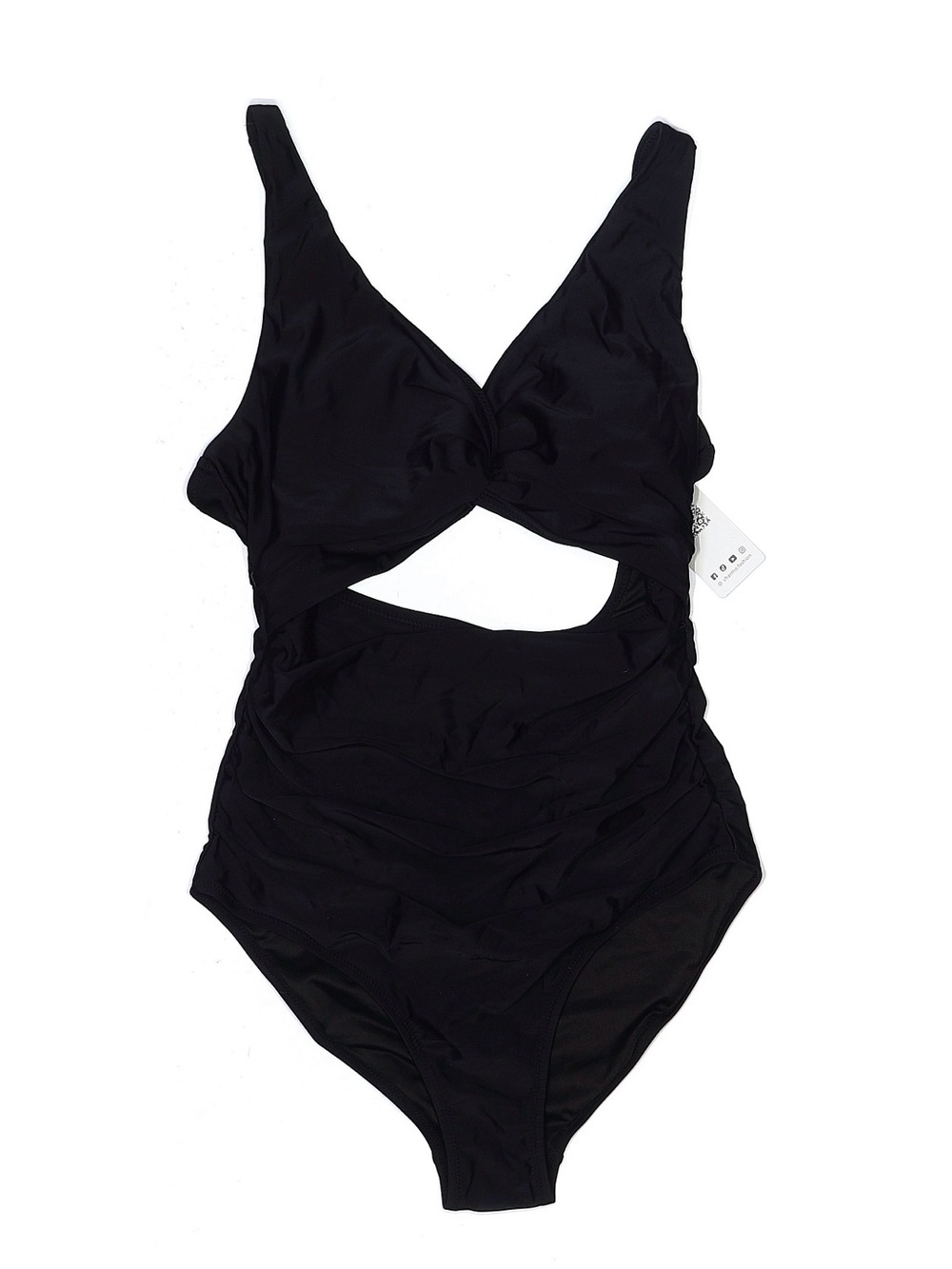 Black Twist Front Cutout One-Piece Swimsuit